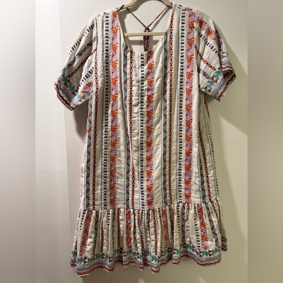 Anthropologie DUET Tildie Embroidered Tunic Dress multi color Tassel - Picture 2 of 6